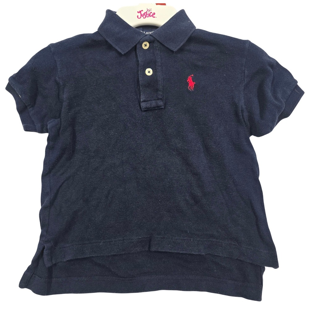 Ralph Lauren Toddler Boys Navy Blue Short Sleeve Polo Shirt 12-18M Red Pony Logo